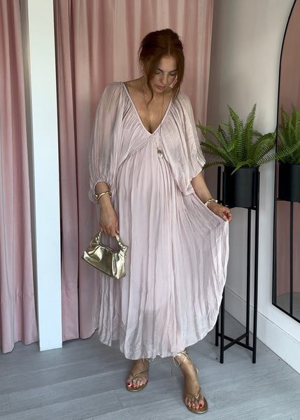 Silk Drape Dress - Pink