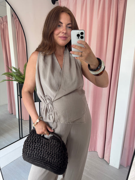 Harper Relaxed Waistcoat & Ballon Trouser Co-ord - Light Taupe