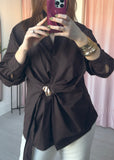 Gold Pebble Wrap Shirt - Brown
