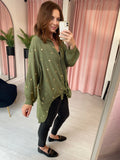 Oversized Spot Sequin Shirt - Khaki