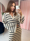 Stripe Knitted Dress - Cream