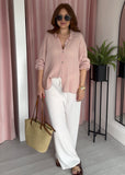Textured Wide Leg Trousers - Off White