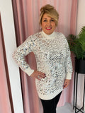 Sequin High Neck Jumper - Cream