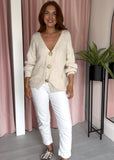 Gold Brooch Cardigan - Cream