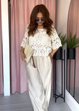 Crochet Top & Vest Set - Biege