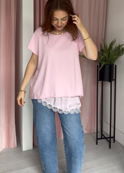 Scoop Neck T-shirt - Pink