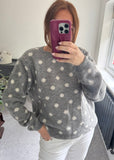 Knitted Polka Dot Jumper - Grey