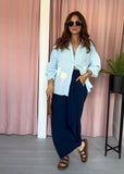 Elasticated Waist Trousers - Navy Cheesecloth