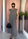 Pleated Maxi Dress - Taupe