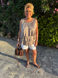 Satin Ruffle Top - Taupe