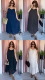 Cotton Raw Edge V Neck Dress - 5 Colours