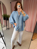 Boho Cheesecloth Shirt - Light Blue