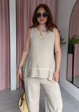 Tea Bag Linen Vest Top - Beige