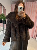 Faux Fur Coat - Brown