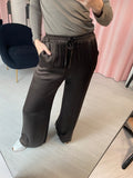 Silky Wide Leg Trousers - Chocolate