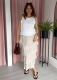 Ruffle Maxi Skirt - Beige