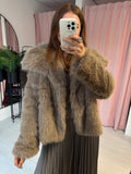 Faux Fur Coat - Taupe