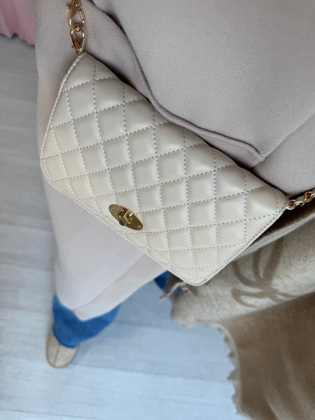 Quilted Flap Bag - Cream