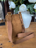 Faux Suede Cross Body Bag - Tan