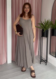 Spaghetti Strap Cotton Dress -Taupe