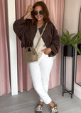Suede Bubble Hem Jacket - Brown