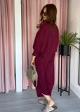 Barrel Leg Cotton Co-ord - Berry