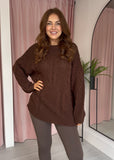 Cable Knit Jumper - Brown