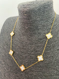 Multi Clover Necklace - Gold & White