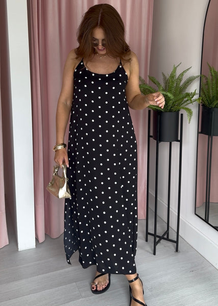 *Pre order* Split Side Straight Dress - Polka Dot
