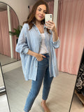 Oversized Stripe Cotton Shirt - Blue