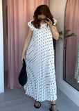 Pleated Maxi Dress - Polka Dot
