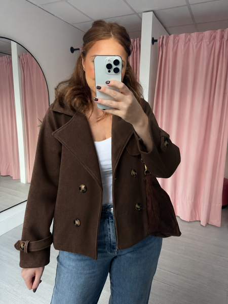 Short Trench Coat - Brown