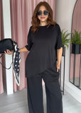 Soft Rib Asymmetric T - Black