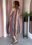 Stripe Halter Dress - Blue & Pink
