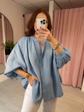 Boho Cheesecloth Shirt - Light Blue