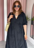 Appliqué Midi Dress - Black