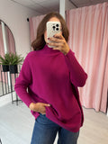 Waffle High Neck Jumper - Violet