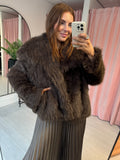 Faux Fur Coat - Brown