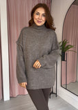Chunky Knit Turtleneck Jumper - Taupe