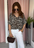 *Pre order* V Neck Cotton Top - Leopard