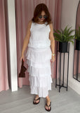 Ruffle Maxi Skirt - White