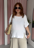 Tea Bag Linen Satin Trim T - White