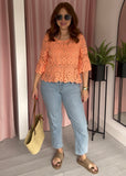 Crochet Top & Vest Set - Orange