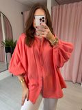 Boho Cheesecloth Shirt - Coral