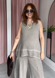 Tea Bag Linen Vest Top - Taupe