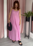 Spaghetti Strap Cotton Dress - Pink