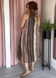 Stripe Halter Dress - Green & Pink