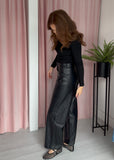 Faux Leather Trousers - Black