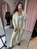 Knitted Zip Hoodie Co-ord - Cream