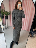 Knitted Leopard Dress - Black